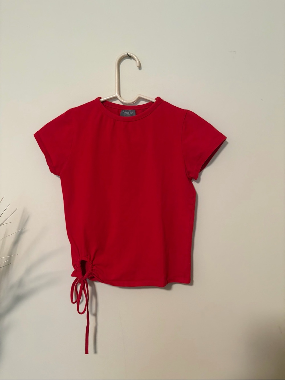 Olivia Rae Red Short-Sleeve Tie-Hem Tee